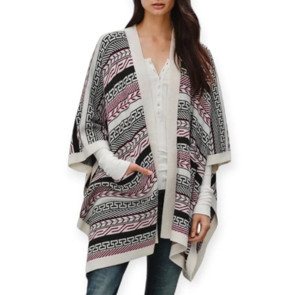 Aritzia Golden by TNA Alpaca Wool Oversized Tribal Print Shawl Wrap Size S/M